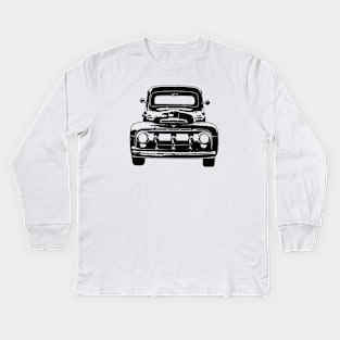 Classic F100 F1 Pickup Sketch Art Kids Long Sleeve T-Shirt